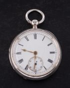 A silver key-wound pocket watch: the single-fusee full-plate movement having an engraved balance