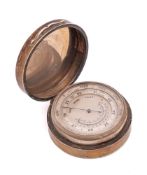 A silver cased pocket barometer and thermometer, maker Asprey & Co,