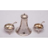 A pair of Victorian silver salts, maker Walter & John Barnard, London, 1882: of circular outline,