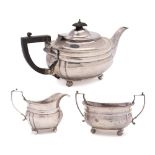 A George V silver three-piece tea service, maker C S Harris & Sons Ltd, London,