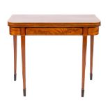 A George III mahogany, crossbanded and sycamore strung tea table, late 18th century,