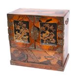 A Japanese parquetry and lacquered kodansu: of rectangular outline,