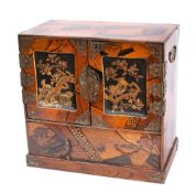 A Japanese parquetry and lacquered kodansu: of rectangular outline,