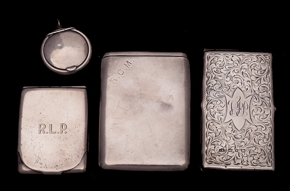 A mixed lot of silver wares, various makers and dates: includes, card case, cigarette case,