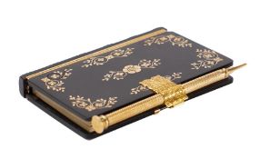 A 19th century gold and tortoiseshell aide memoire: in the form of a book,