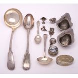 A mixed collection of metal wares: includes Georg Jensen stainless steel Lilia tea lights,