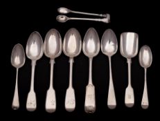 Two George II silver teaspoons, maker Thomas Wynne, marks worn circa 1760: initialled,