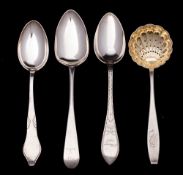 A Finnish silver sifting spoon, stamped marks for 1924: inscribed and initialled,