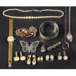 A collection of silver and costume jewellery,