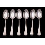 Six William IV provincial Silver Old English pattern dessert spoons, maker William woodman, Exeter,