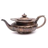 A George IV silver teapot, maker J E Terrey & Co, London, 1820: of squat circular form,