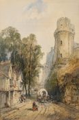 Paul Marny [1829-1914]- Guys Tower, Warwick castle,:- signed, inscribed and dated '76 watercolour,