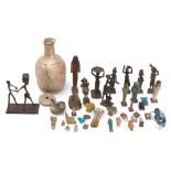 A small group of antiquities: including a Roman double glass oil phial,
