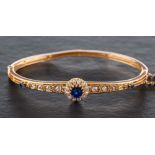 A 15ct gold, cushion-cut sapphire, old and single-cut diamond bracelet,