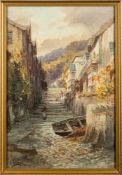 Alfred Leyman [1856-1933]- Fosse Street, Dartmouth; Clovelly,:- two, both signed, watercolours,