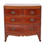 A late George III mahogany bow fronted chest of drawers, early 19th century,