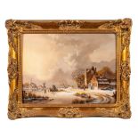 * Bernard Page [20th Century]- Dutch Winter scene,:- signed, oil on board, 29 x 39cm.