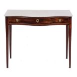 A George III mahogany and marble topped serpentine front side table, late 18th century and later,