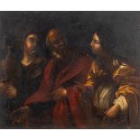 Manner of Tiepolo [18th Century]- Cleric with two women,:- oil on copper, 25.5 x 30.5cm, unframed.