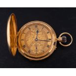 An 18ct gold Benson full hunter keyless pocket watch: the three-quarter plate movement having a