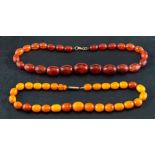 An amber and an amber and amber imitation necklace,: a necklace of opaque 'butterscotch' amber,