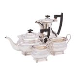 An Elizabeth II silver four-piece tea and coffee set, maker Viners Ltd, Sheffield,