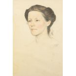 William Strang [1859-1921]- Portrait of a lady, Mrs Brooks, head and shoulders,