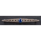 An early 20th century, openwork, sapphire, single and old-cut diamond brooch,