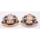 A pair of Derby porcelain sauce tureens,