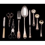 A mixed selection of silver flat wares, various makers and dates: includes,