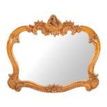 A carved beechwood framed wall mirror, in 18th century taste, second half 20th century,