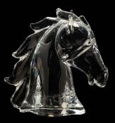 An Italian clear glass equestrian study retailed by Tiffany & Co.