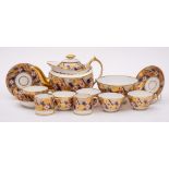 A Herculaneum porcelain part tea service: in the 'new oval' shape comprising a teapot and cover,