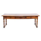 A French walnut refectory table, 18th century,