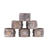Six Chinese silver napkin rings, maker Wing Nam & Co,