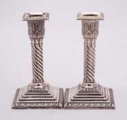 A pair of Victorian silver candlesticks, maker Hawksworth, Eyre & Co Ltd, Sheffield,