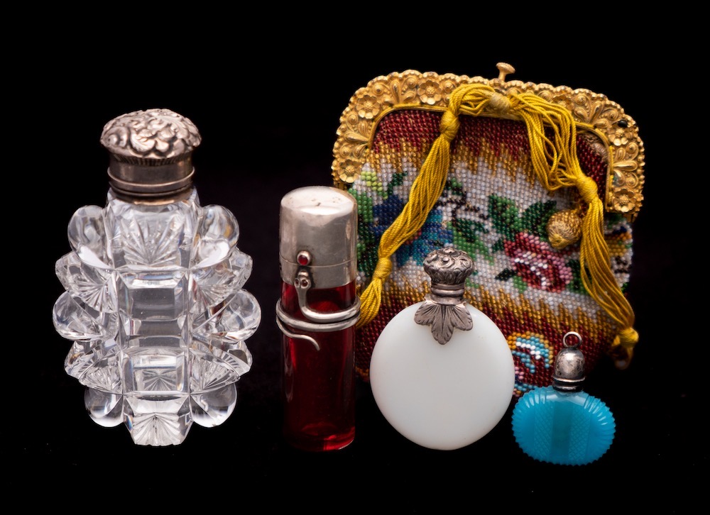 A late Victorian ruby glass and silver mounted scent bottle,