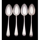 Three George III silver Old English pattern table spoons, makers William Eley & William Fearn,