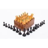 WITHDRAWN A boxwood and ebonised Staunton pattern unweighted chess set: attributed to F Ayres,