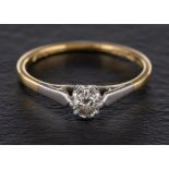 A round, brilliant-cut diamond single-stone ring,: estimated diamond weight ca. 0.