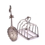 A late Victorian silver four-division toast rack, maker Atkin Brothers, Sheffield,