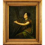After Henry Raeburn [20th Century]- The Marchioness of Northampton at her harp,