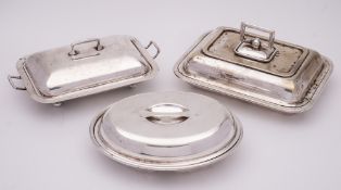 Three assorted plated entree dishes: with covers.