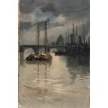 Claude Hamilton Rowbotham [1864-1949]- Thames scene with St Pauls',