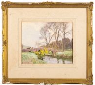 William Tatton Winter [1855-1928]- Freshford, a river crossing,:- signed, watercolour, 24 x 29cm,