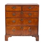 A George II walnut and crossbanded chest of drawers, mid 18th century,