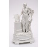 A Continental porcelain figure and stand: in the Meissen manner and allegorical of the arts,