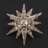 A Victorian, gold and silver, old-cut diamond star brooch,: total estimated diamond weight ca.