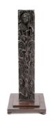 An 18th Century carved wooden stile: depicting Justice mounted on a foliate,