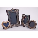 Four assorted silver photo frames, various makers and dates: various sizes,